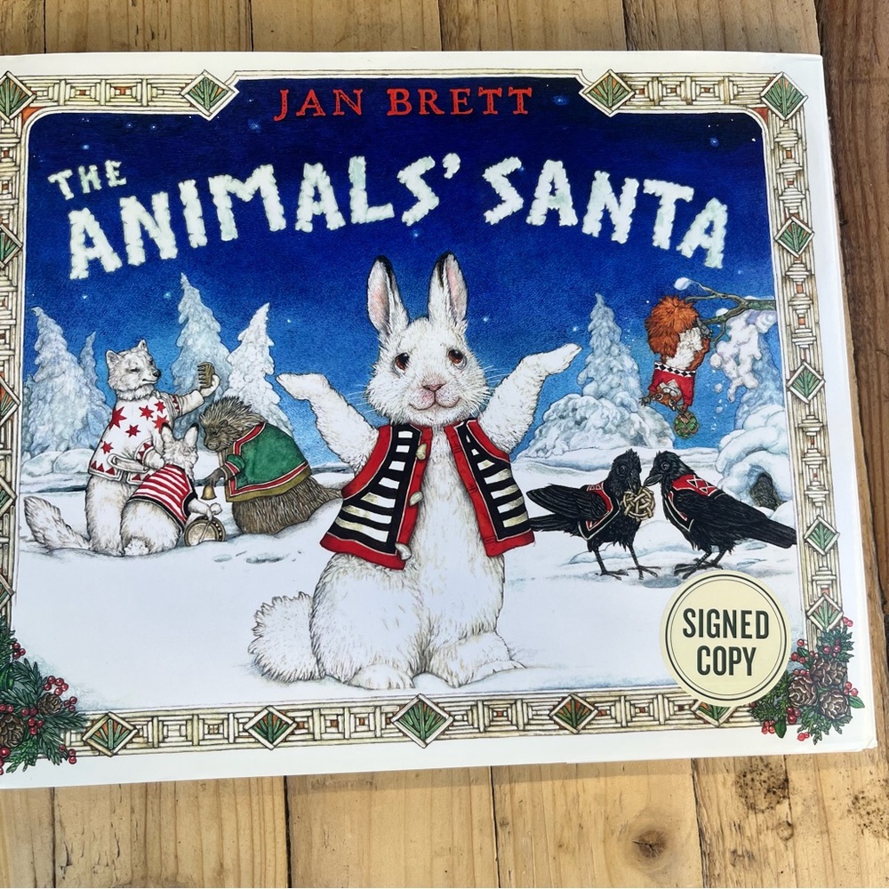 Jan Brett SIGNED Hardcover The Animals' Santa Book